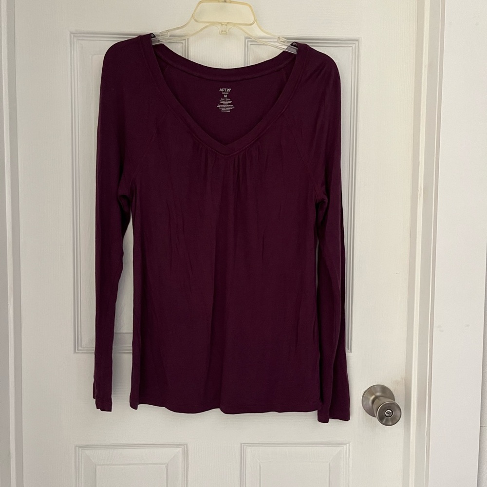 Apt. 9 Women's V-Neck Long Sleeve Blouse - Deep Purple
